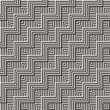 Abstract ZigZag Parallel Stripes. Vector Seamless Pattern. Repeating Monochrome Stock Illustration