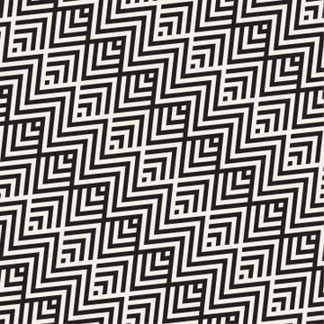 Abstract ZigZag Parallel Stripes. Vector Seamless Pattern. Repeating Monochrome Stock Illustration