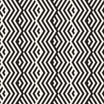Abstract ZigZag Parallel Stripes. Vector Seamless Pattern. Repeating Monochrome 스톡 일러스트