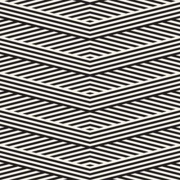 Abstract ZigZag Parallel Stripes. Vector Seamless Pattern. Repeating Monochrome Stock Illustration