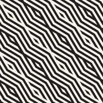 Abstract ZigZag Parallel Stripes. Vector Seamless Pattern. Repeating Monochrome Stock Illustration