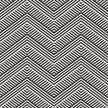 Abstract ZigZag Parallel Stripes. Vector Seamless Pattern. Repeating Monochrome Stock Illustration