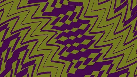 Abstract zigzag pattern with purple and olive green lines 库存插图