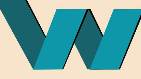 Abstract Zigzag Ribbon Shape in Teal on Beige Stock Illustration