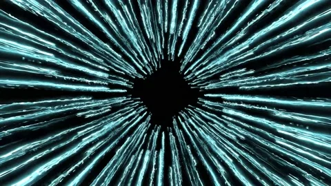 Abstract zoom soft blue lines animation at black background with bright neon Stock Footage 235553307