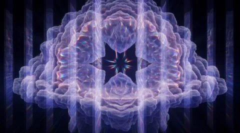 Abstract zoom through purple clouds and glowing star Stock Footage 331450816