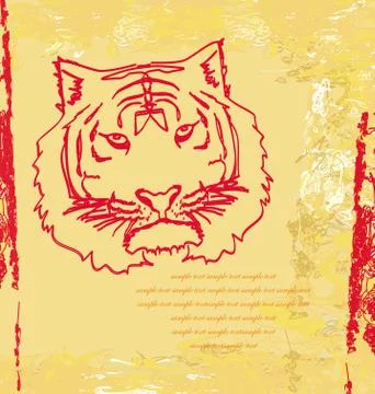 Abstracted doodles tiger vector Stock Illustration