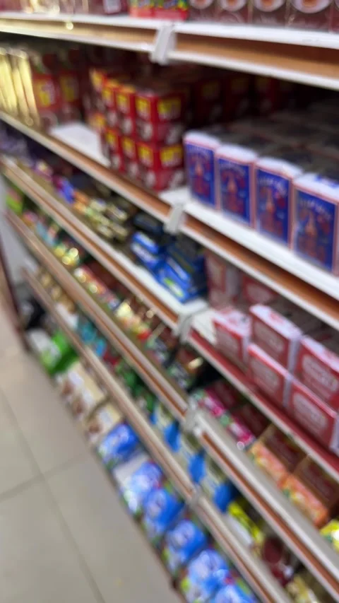 Abstracted Retail Pathway: Softly Blurred Displays of Diverse Consumer Prod.. Video stock 337284747