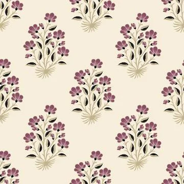 Abstract,Flowers,Full,Arrangement,All,Over,Design,With,Solid,Background Stock Illustration