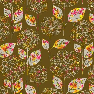 Abstract,Flowers,Full,Arrangement,All,Over,Design,With,Solid,Background Stock Illustration