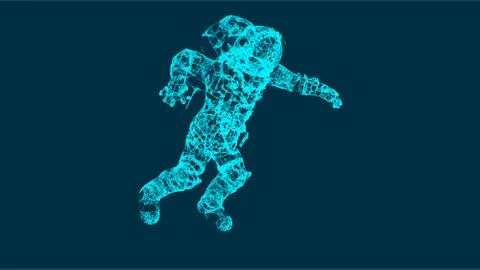 Abstraction with astronaut in the space, consisting of lines and shapes Stock Illustration