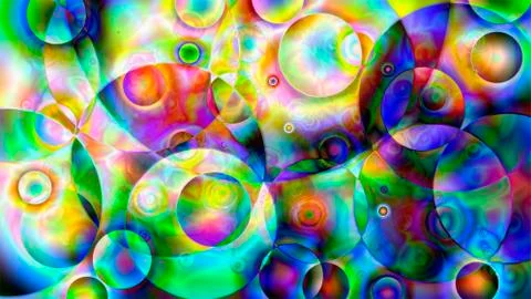 Abstraction with colorful bubbles. Stock Illustration