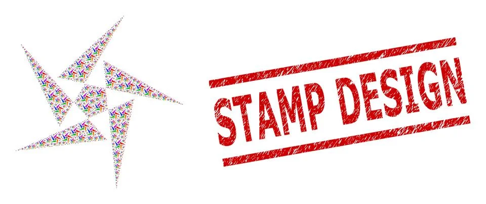 Abstraction Composition of Abstraction Items and Scratched Stamp Design Stamp イラスト素材