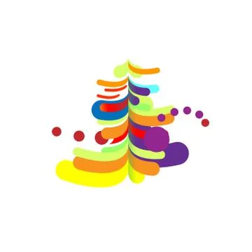 Abstraction, composition waterfall of various rounded shapes in color. Stock Illustration