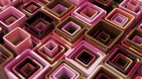 Abstraction concept. Square tubes are stacked inside each other. Pink brown 스톡 일러스트