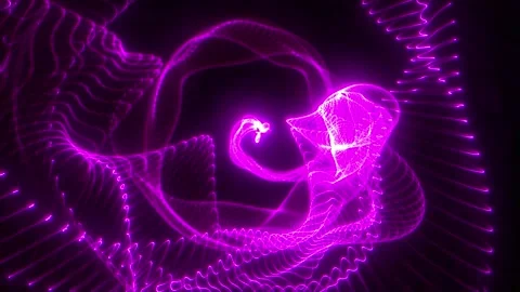 An abstraction consisting of intertwining luminous lines of purple and pink. 動画素材 309027156
