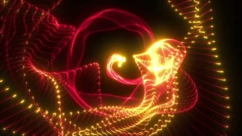 An abstraction consisting of intertwining luminous lines of orange. Stock-Footage 309027158
