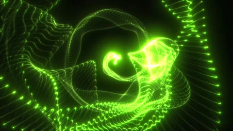 An abstraction consisting of intertwining luminous lines of green and yellow. 動画素材 309027160