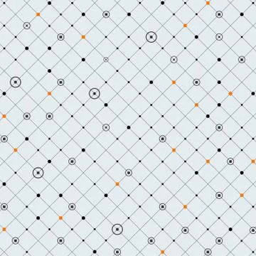 Abstraction of digital dot in circle and orange pattern background. Stock Illustration