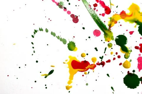 Abstraction. Drops of paint splashed on a white background. Stock Illustration