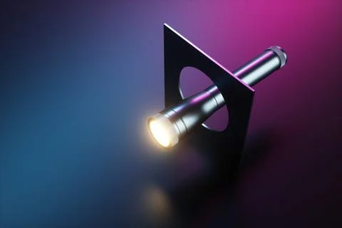 Abstraction from a flashlight and a square figure with a hole. 3d rendering i Stock Illustration