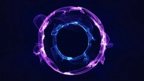 Abstraction in the form of an energy sphere created from glowing particles Stock Footage 307379827