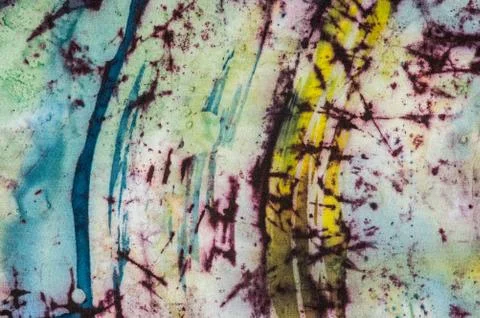 Abstraction, fragment, hot batik, background texture, handmade on silk Stock Illustration