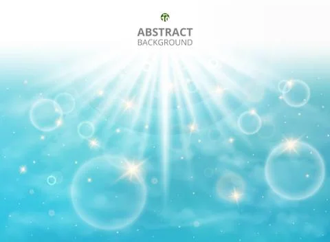 Abstraction of full effect sunburst in summer vacation on soft light blue sky Ilustração Stock