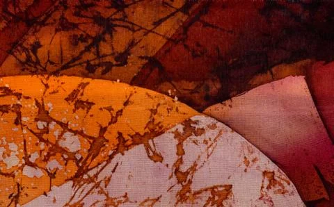 Abstraction, hot batik, background orange and red texture, handmade on silk Stock Illustration