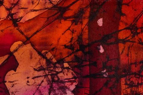 Abstraction, hot batik, background orange and red texture Stock Illustration