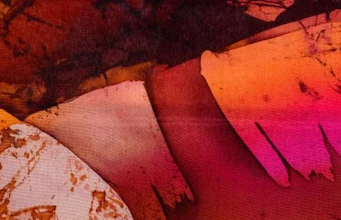 Abstraction, hot batik, background orange and red texture, handmade on silk  Stock Illustration