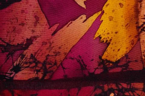 Abstraction, hot batik, background orange and red texture, handmade on silk  Stock Illustration