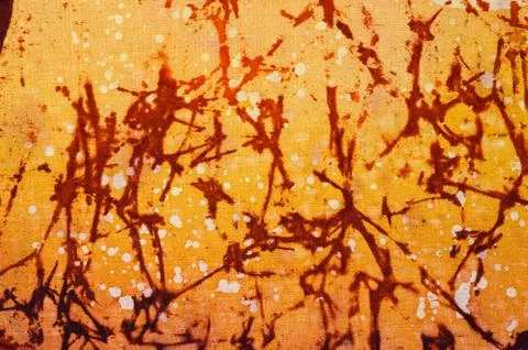 Abstraction, hot batik, background orange and red texture, handmade on silk  Stock Illustration