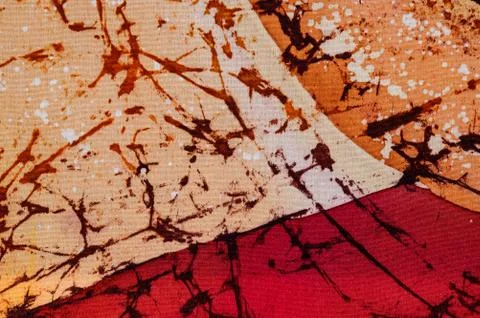 Abstraction, hot batik, background orange and red texture, handmade on silk  Stock Illustration
