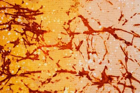 Abstraction, hot batik, background orange and red texture, handmade on silk  Stock Illustration