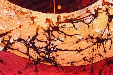 Abstraction, hot batik, background orange and red texture, handmade on silk Stock Illustration