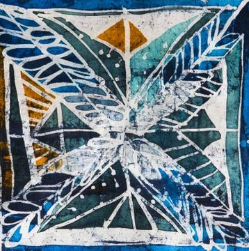 Abstraction, hot batik, background texture, handmade on silk Stock Illustration