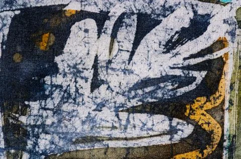 Abstraction, hot batik, background texture, handmade on silk Stock Illustration