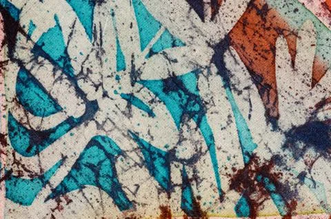 Abstraction, hot batik, background texture, handmade on silk Stock Illustration
