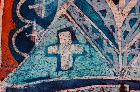 Abstraction, hot batik, background texture, handmade on silk Stock Illustration
