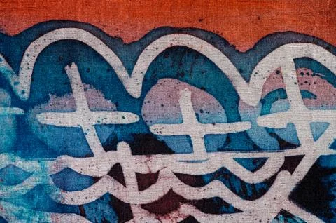Abstraction, hot batik, background texture, handmade on silk Stock Illustration