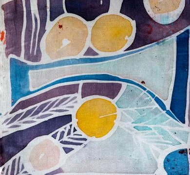 Abstraction, hot batik, background texture, handmade on silk, surrealism art Stock Illustration