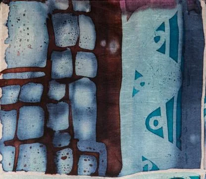 Abstraction, hot batik, background texture, handmade on silk Stock Illustration
