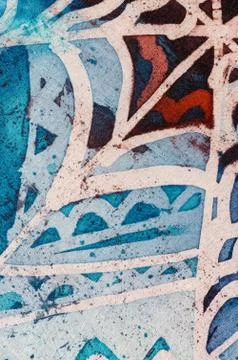 Abstraction, hot batik, background texture, handmade on silk Stock Illustration