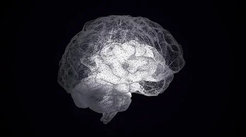 Abstraction of human brain structure on black background. Futuristic scientific Stock Illustration