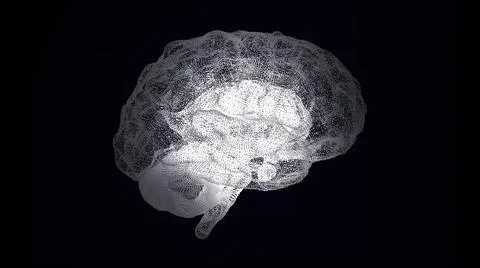 Abstraction of human brain structure on black background. Futuristic scientific Stock Illustration