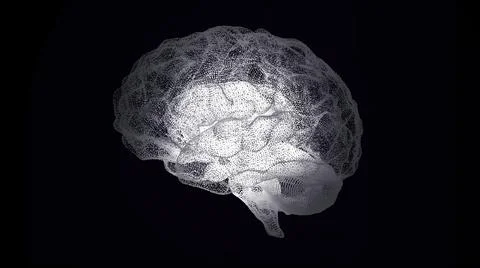 Abstraction of human brain structure on black background. Futuristic scientific Stock Illustration