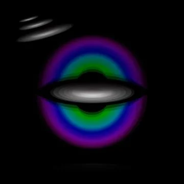 Abstraction with the image of a rainbow planet. Psychedelic. Vector graphics Stock Illustration
