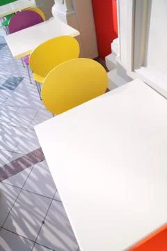 Abstraction, interior of the summer cafe Stock Photos