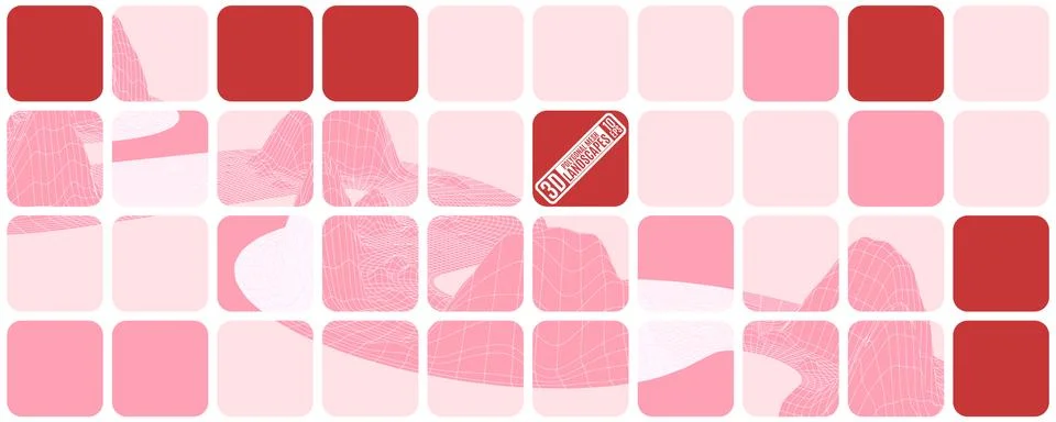 Abstraction mosaic cubes polygonal landscape pink Stock Illustration